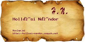 Hollósi Nándor névjegykártya